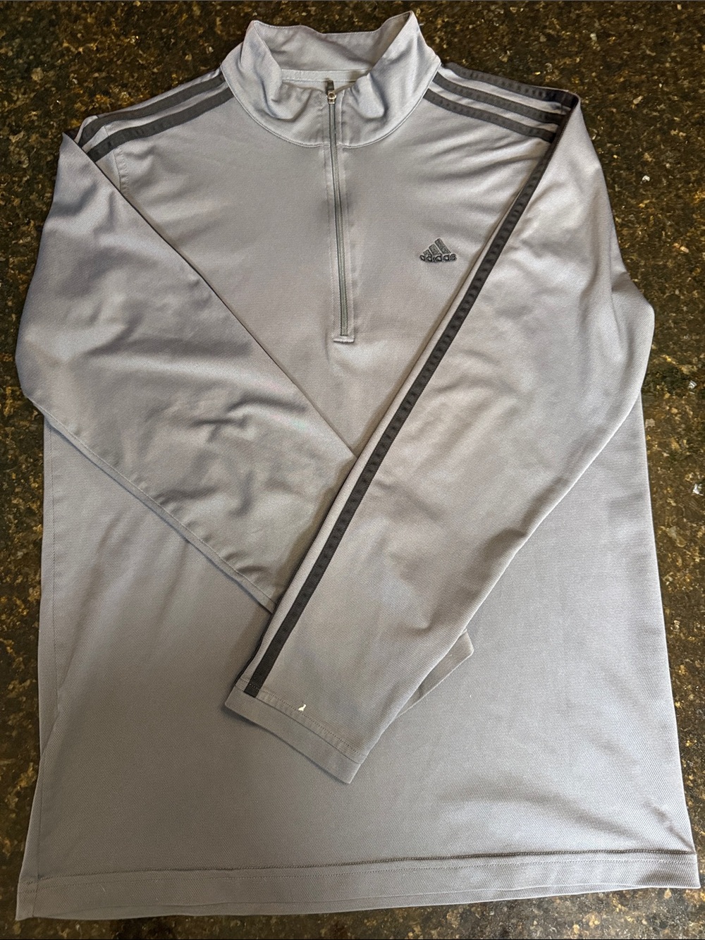 Tennis adidas Gray Quarter-Zip Pullover with Dark Stripe Accents Large